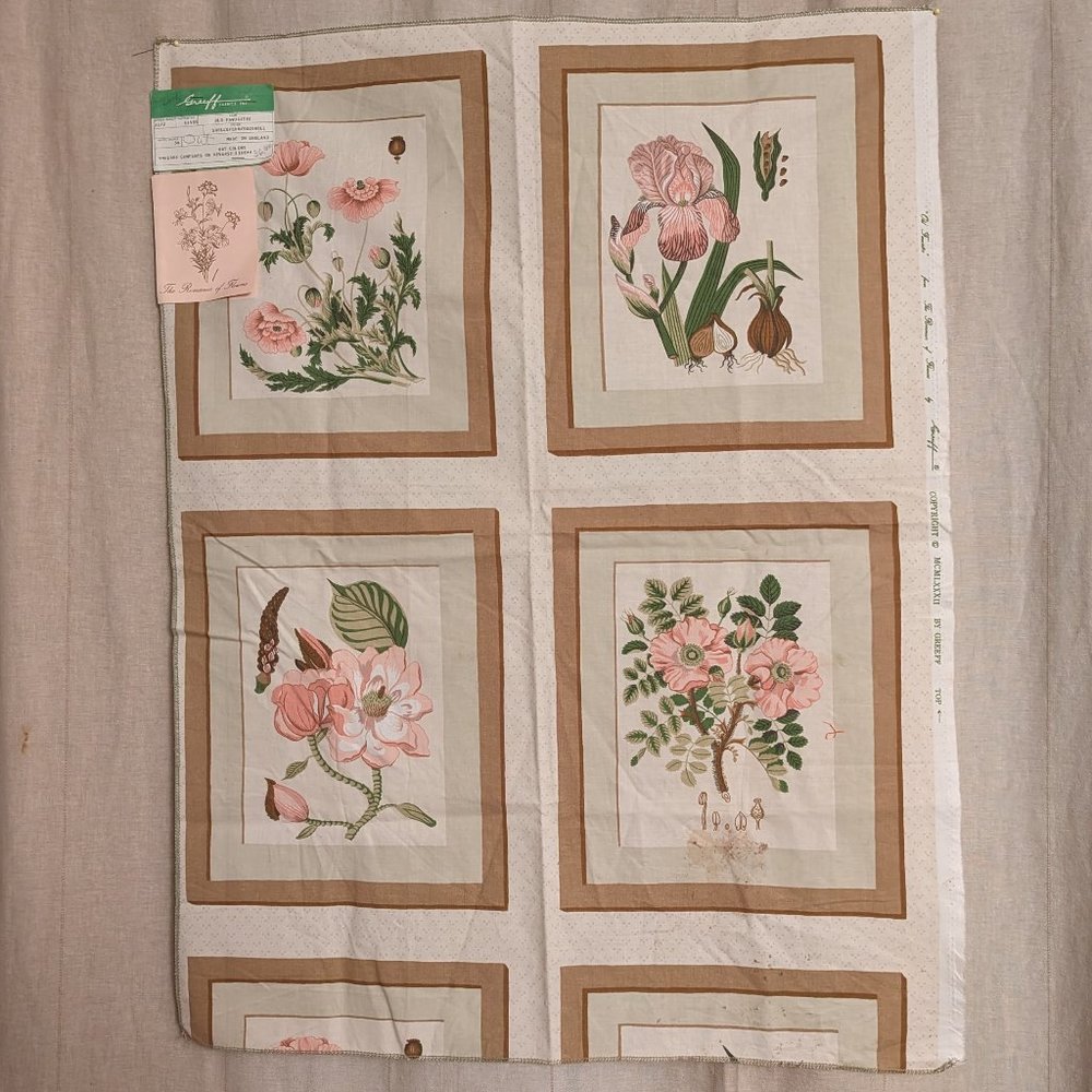 Vintage Greeff Fabrics Romance of Flowers Sample Panel Made in England